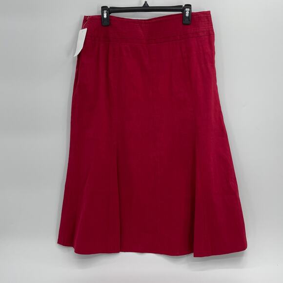 New SUTTON STUDIO Linen Blend A Line Knee Length Skirt Womens 12P Red - Picture 2 of 7